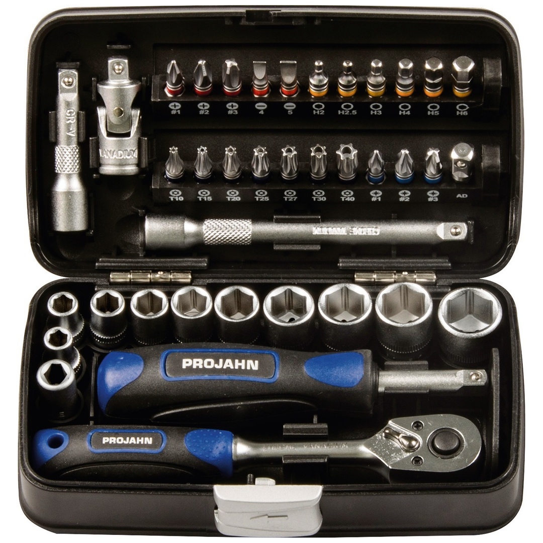 Projahn 1/4 Mini Steckschlüssel- & Bit-Box, 38-tlg.. mit markierten Bits
