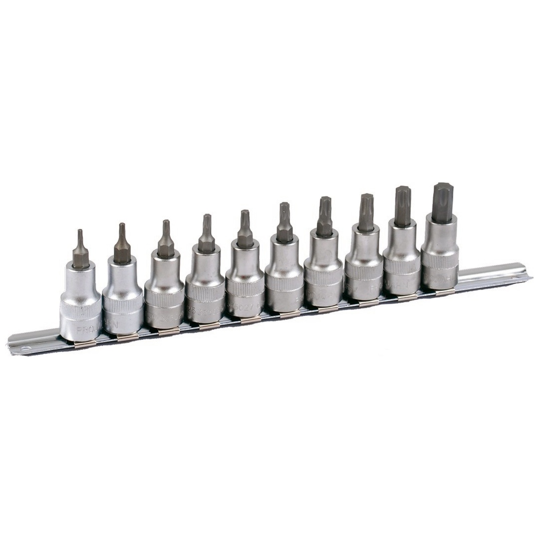 Projahn 1/2 Bit Stecknuss Satz auf Schiene 10-tlg. TX, 60 mm