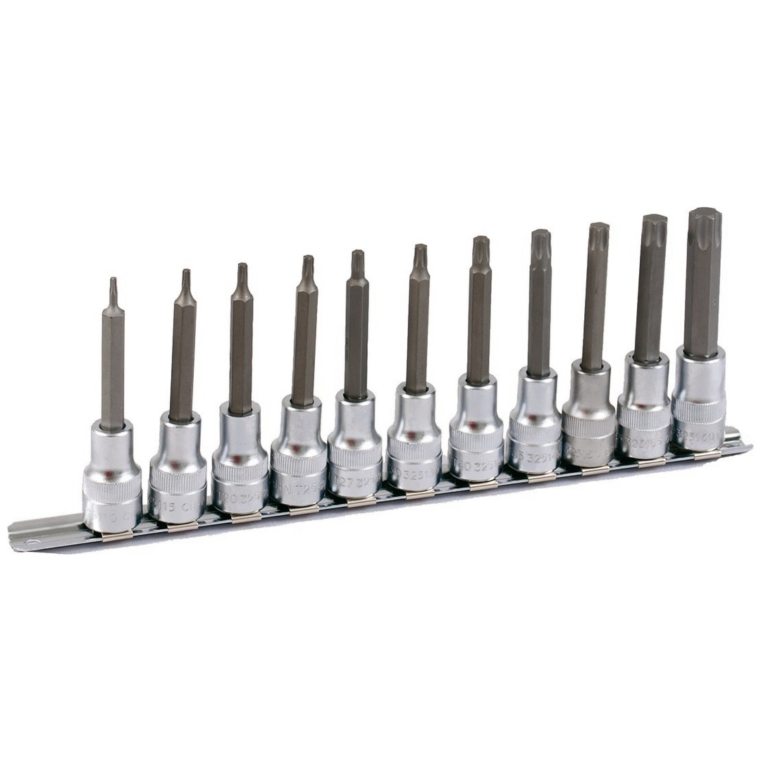 Projahn 1/2 Bit Stecknuss Satz auf Schiene 11-tlg. T10-T60, 100 mm