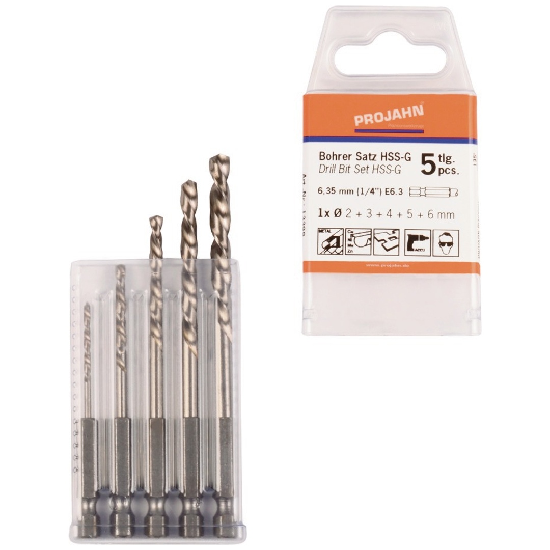 Projahn HSS-G Bohrer Satz 6-kant Schaft E6.3 5-tlg. (2, 3, 4, 5, 6 mm)
