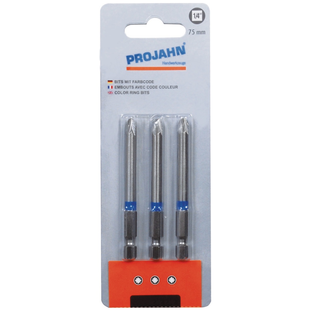 Projahn 1/4 markierter Bit Pozidriv Nr. 1 3er Pack L75 mm