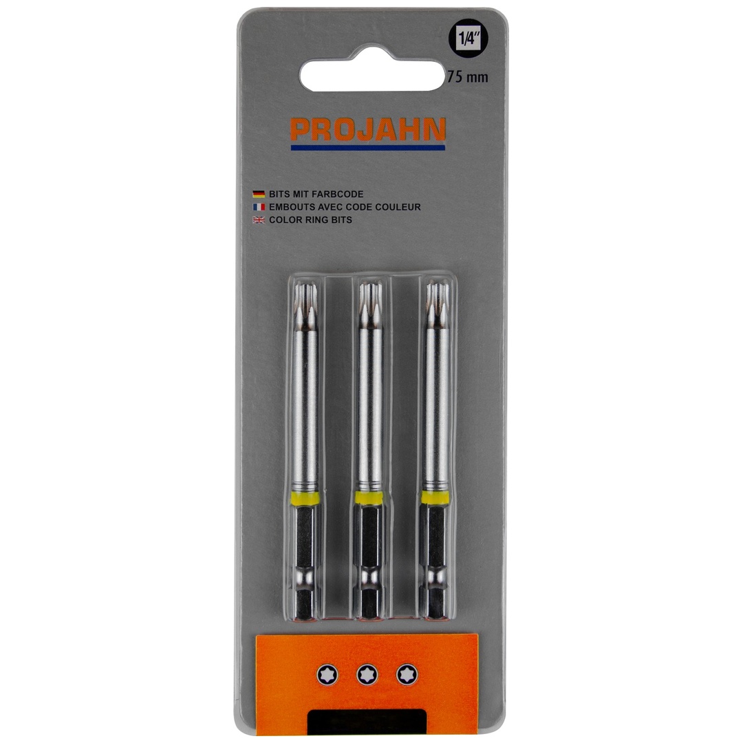 Projahn Schlitz-Schraubendreher Bits 1/4 Zoll, Länge 75 Mm, Schlitz 4 Mm – 3er Pack Für Präzises Arbeiten