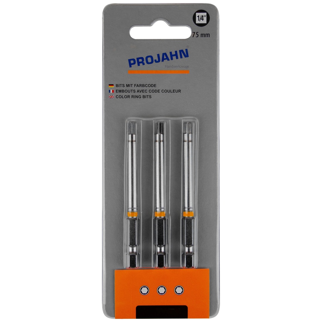 Projahn 1/4 markierter Bit Innen-6kant 4 mm 3er Pack L75 mm