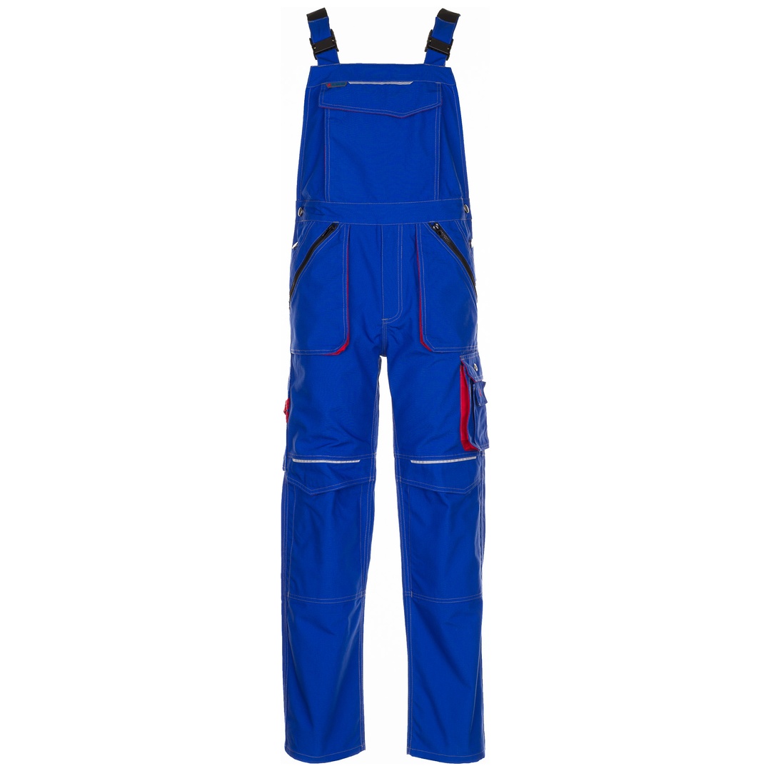Planam Latzhose Basalt Gr. 60 kornblau/rot