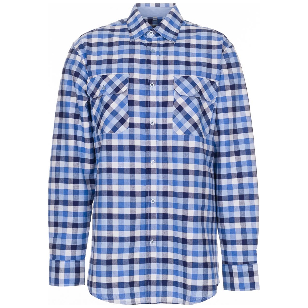 Planam Countryhemd langarm Gr. 45/46 blau kariert