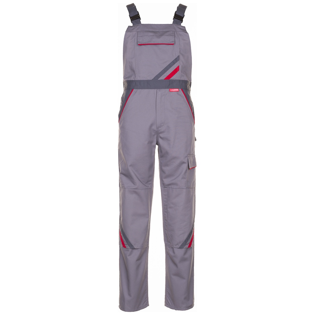 Planam Latzhose Highline Gr. 118 zink/schiefer/rot