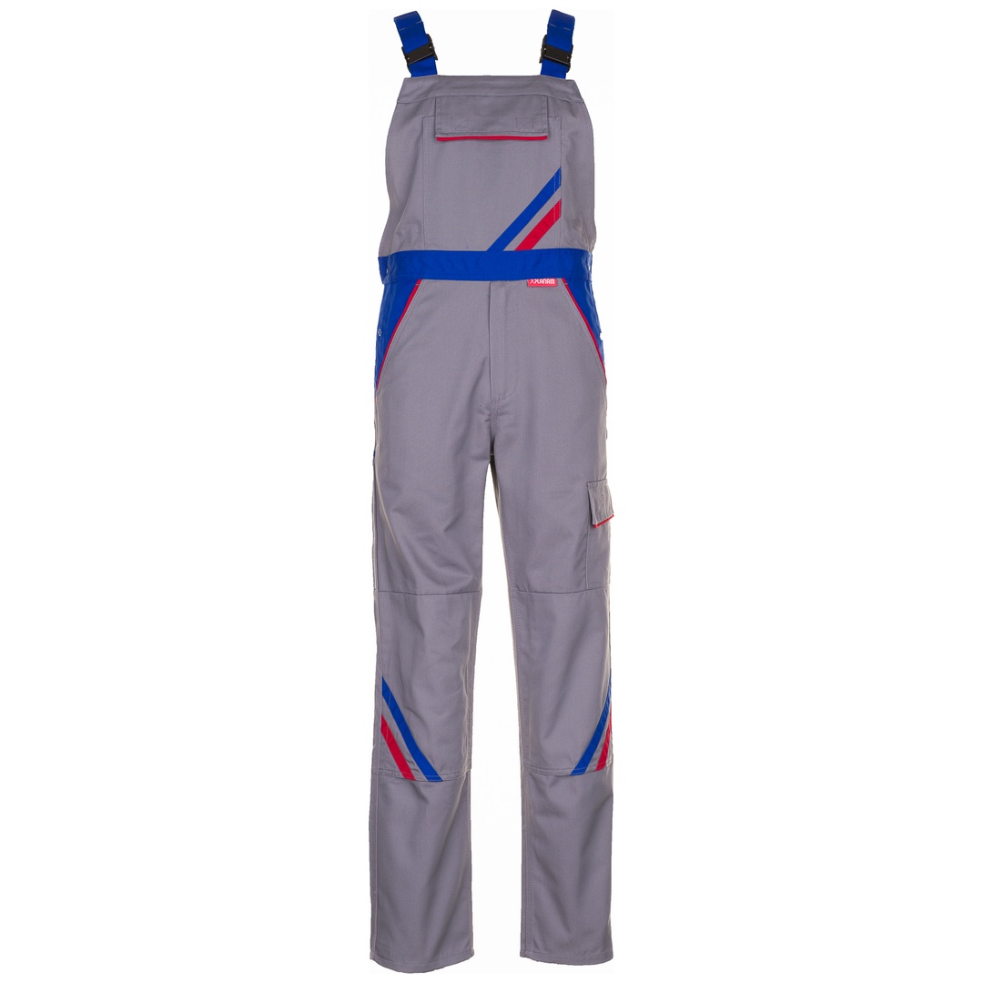 Planam Latzhose Highline Gr. 90 zink/kornblau/rot