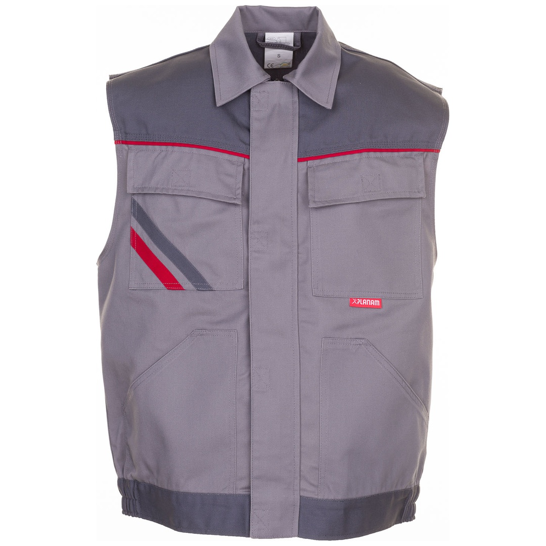 Planam Weste Highline Gr. L zink/schiefer/rot