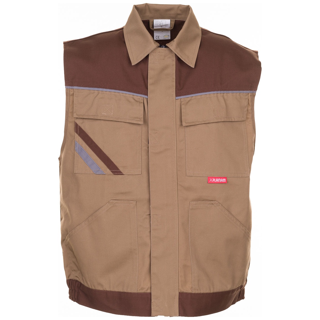 Planam Weste Highline Gr. 2XL khaki/braun/zink
