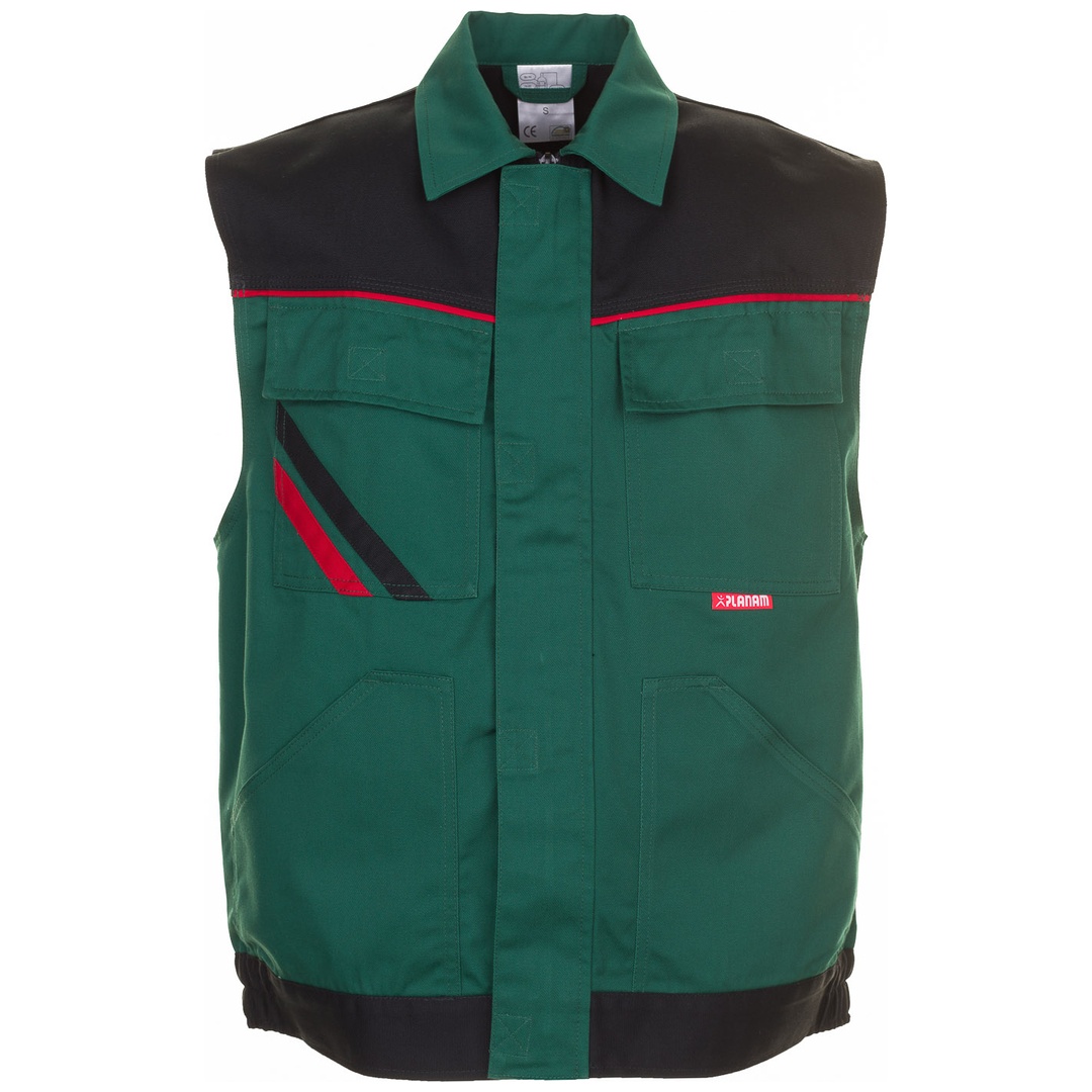 Planam Weste Highline Gr. 4XL grün/schwarz/rot