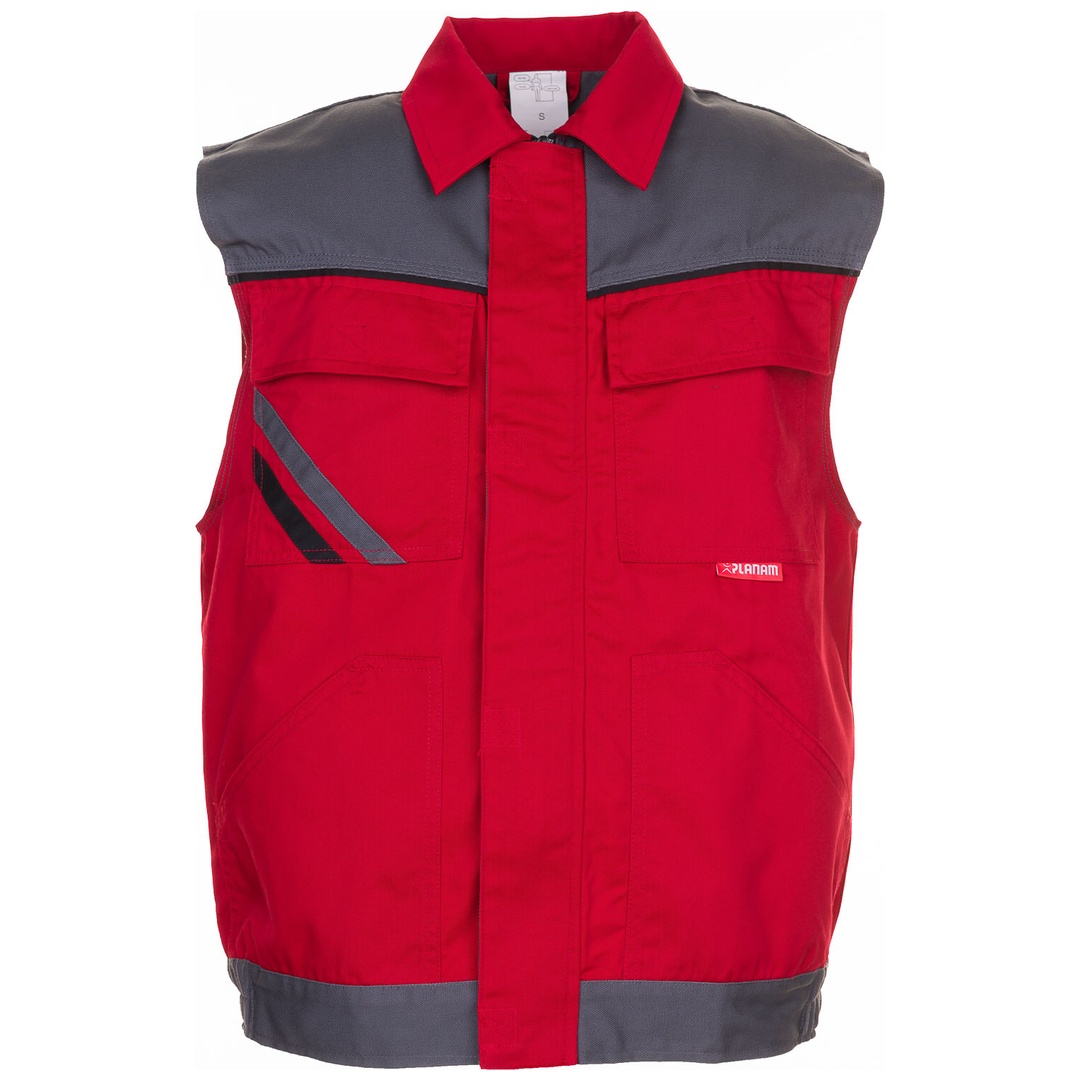 Planam Weste Highline Gr. L rot/schiefer/schwarz