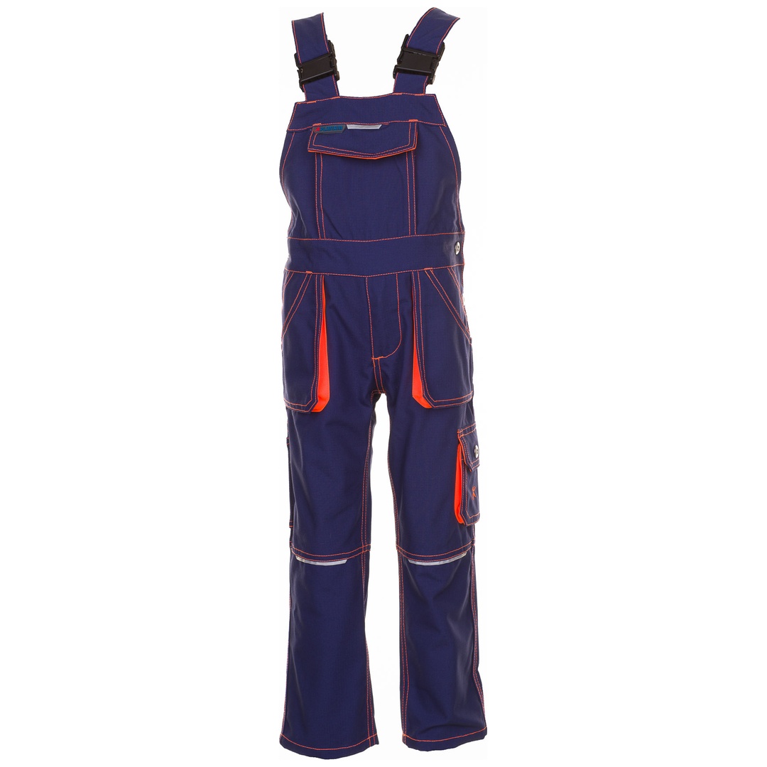 Planam Kinder-Latzhose zweifarbig Gr. 122/128 marine/orange
