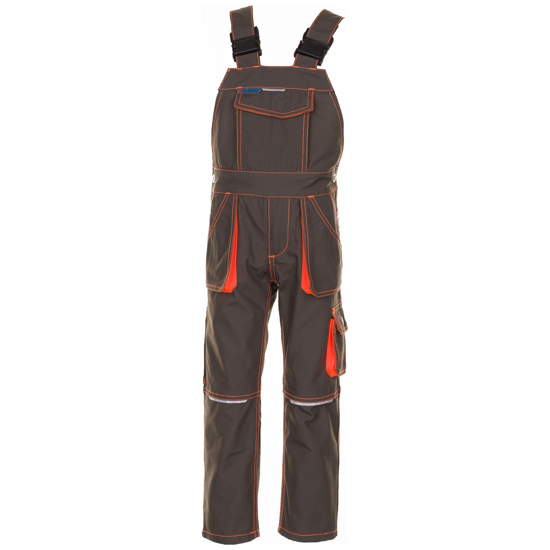 Planam Kinder-Latzhose zweifarbig Gr. 134/140 oliv/orange