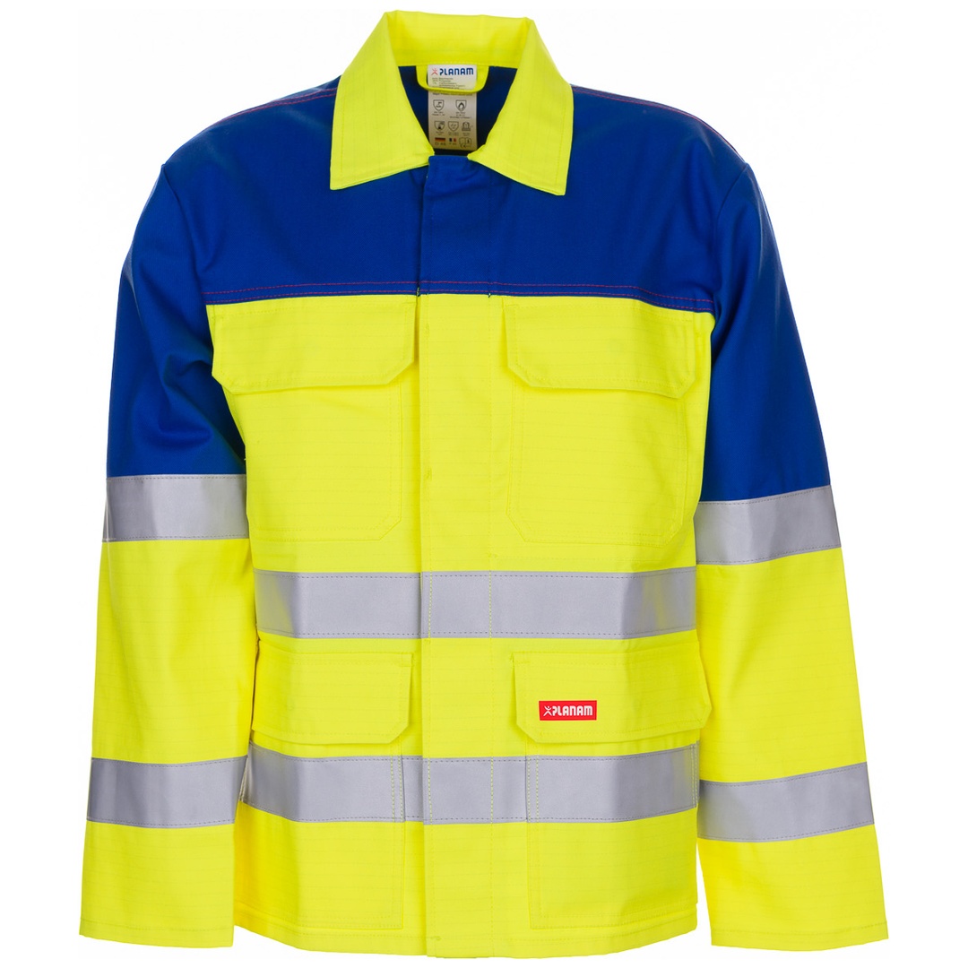Planam Multinormjacke Warnschutz Major Protect 1-lagig, Gr. 90 warngelb/kornblau