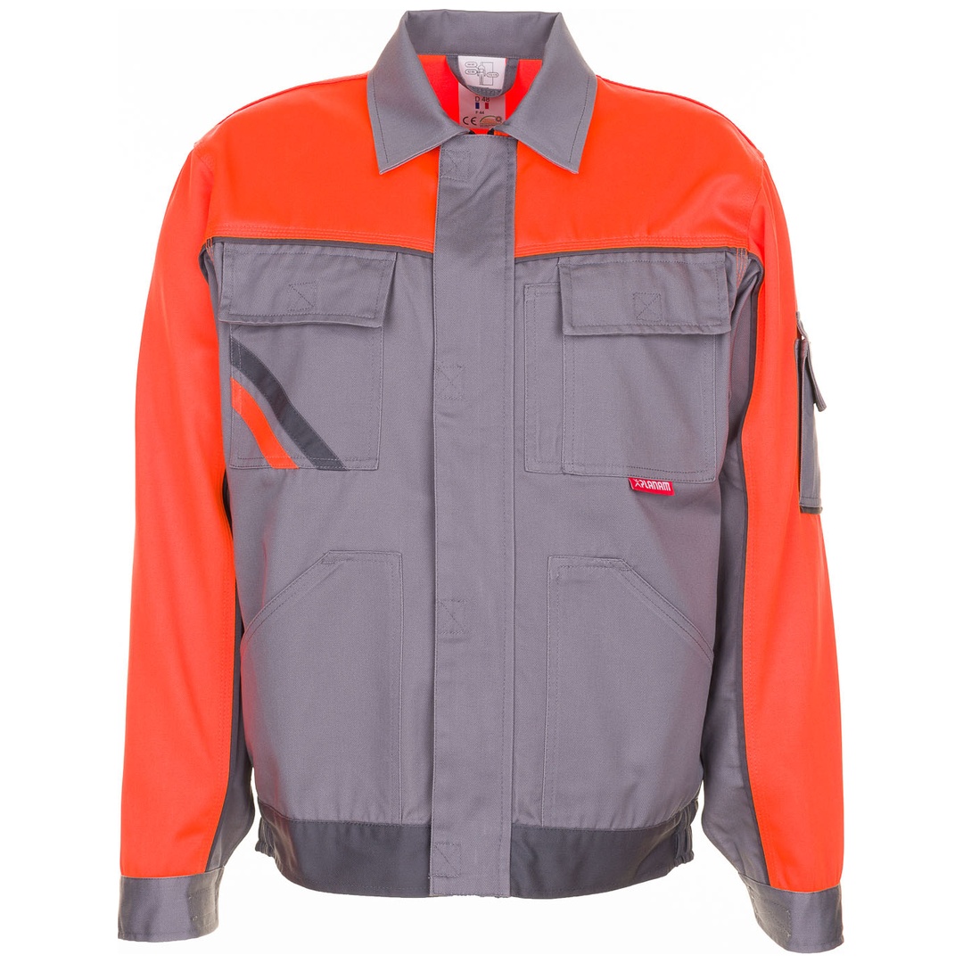 Planam Bundjacke Visline V1, Gr. 54 zink/orange/schiefer
