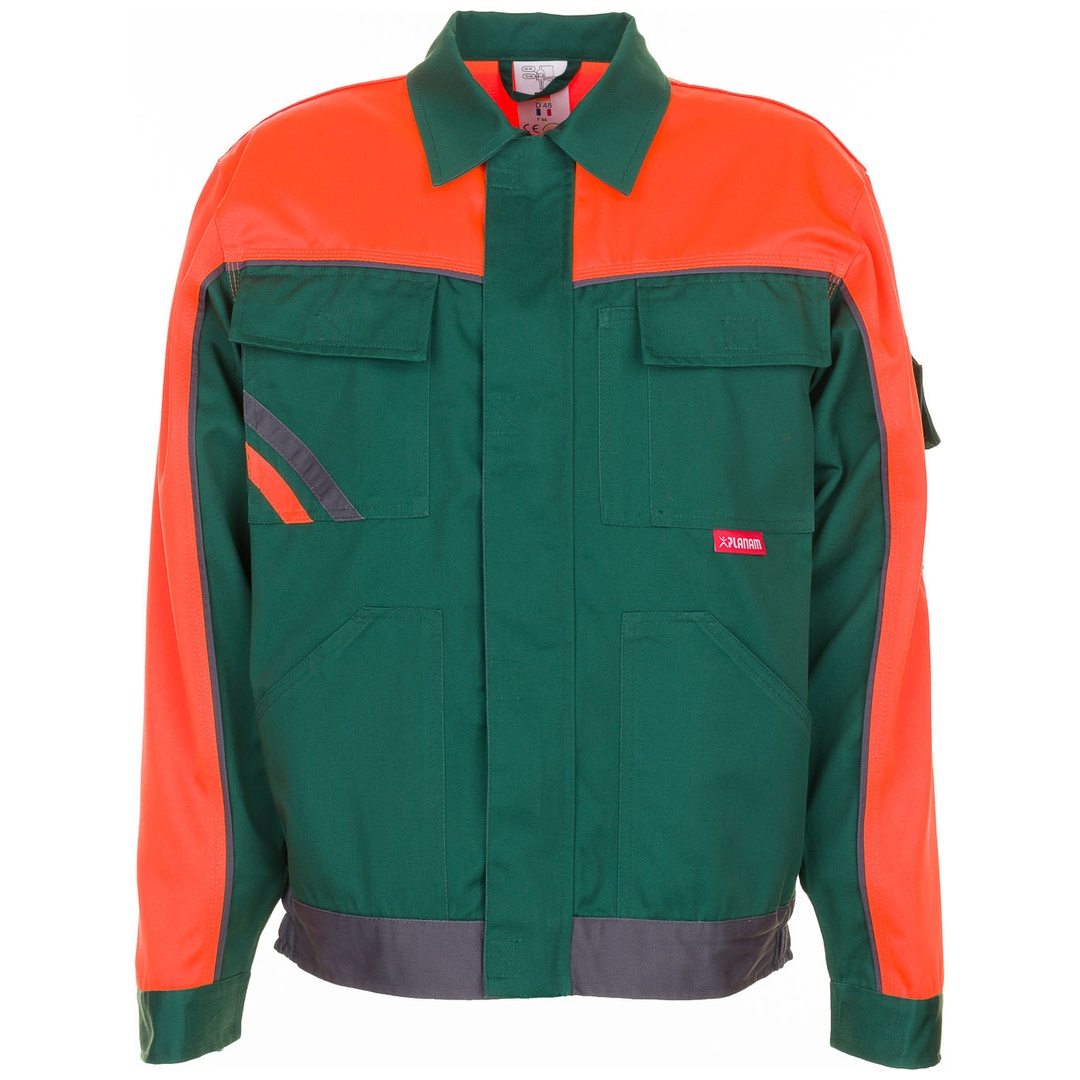 Planam Bundjacke Visline V1, Gr. 38 grün/orange/schiefer