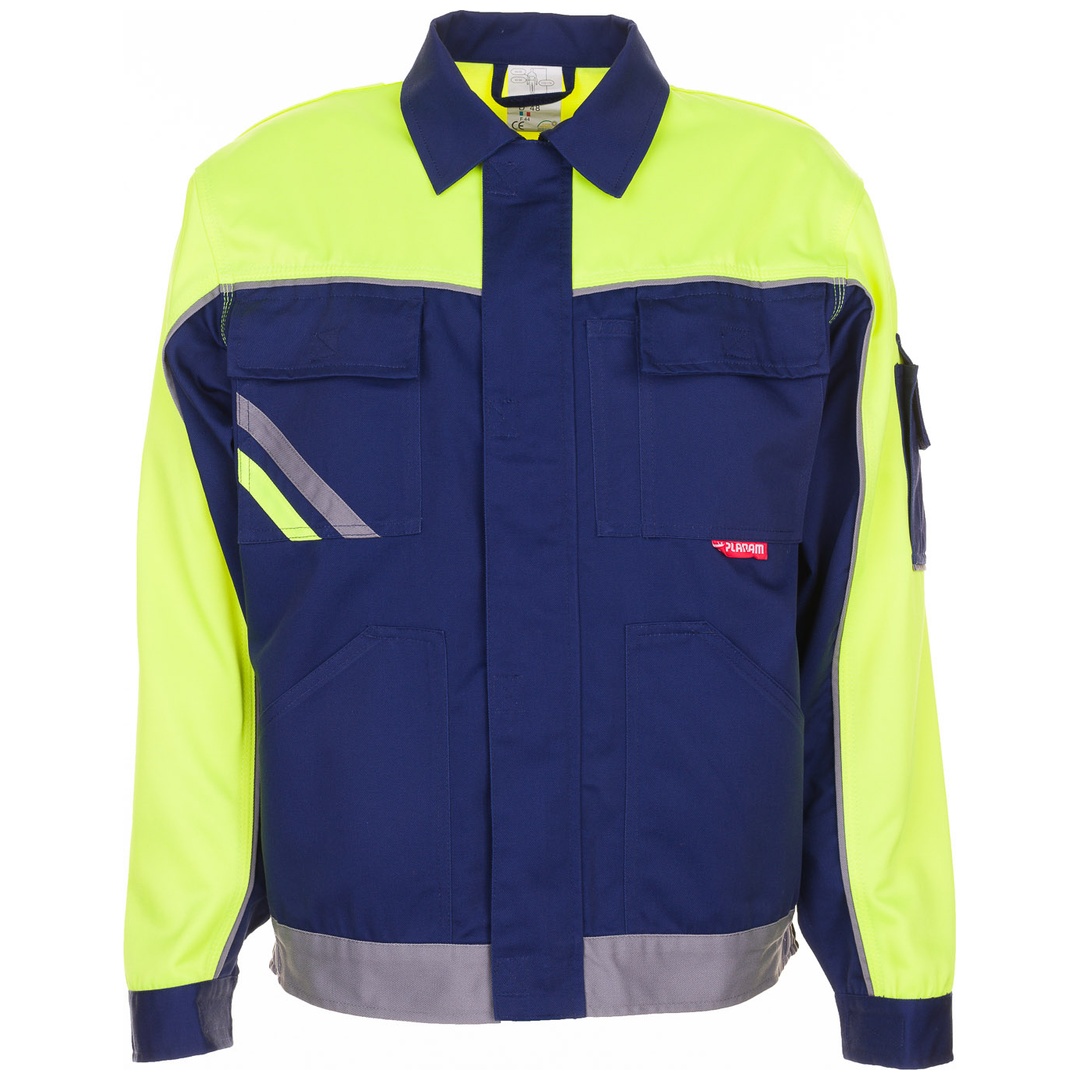 Planam Bundjacke Visline V1, Gr. 60 marine/gelb/zink