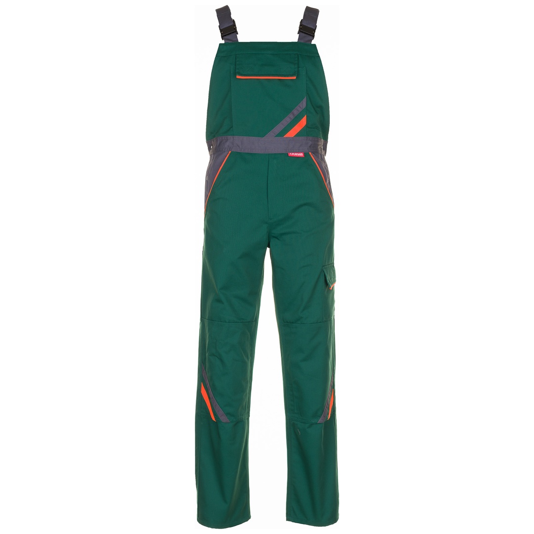Planam Latzhose Visline, Gr. 38 grün/orange/schiefer