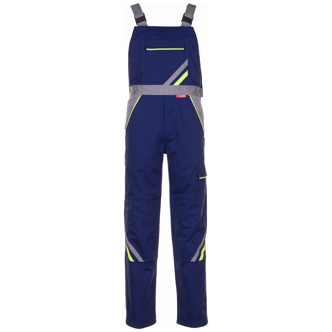 Planam Latzhose Visline, Gr. 29 marine/gelb/zink