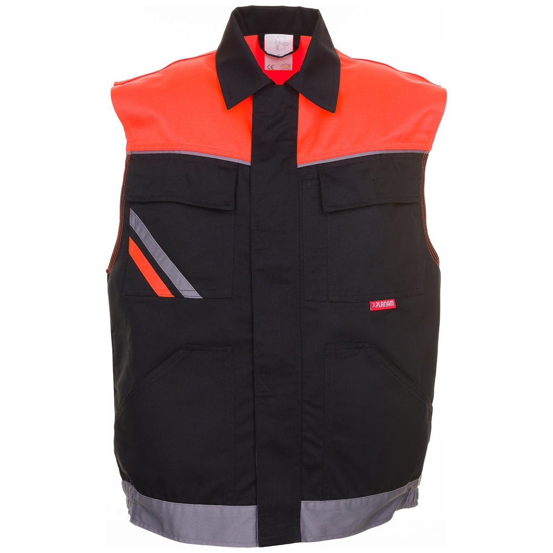 Planam Weste Visline, Gr. M schwarz/orange/zink