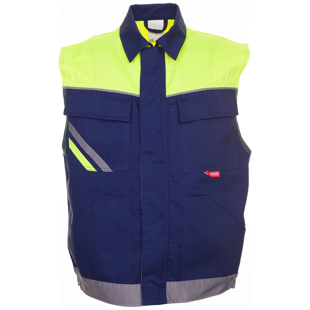 Planam Weste Visline, Gr. 4XL marine/gelb/zink