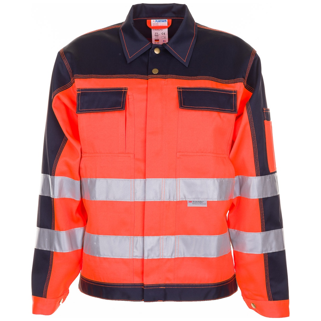 Planam Warnschutz Bundjacke zweifarbig Gr. 66 orange/marine