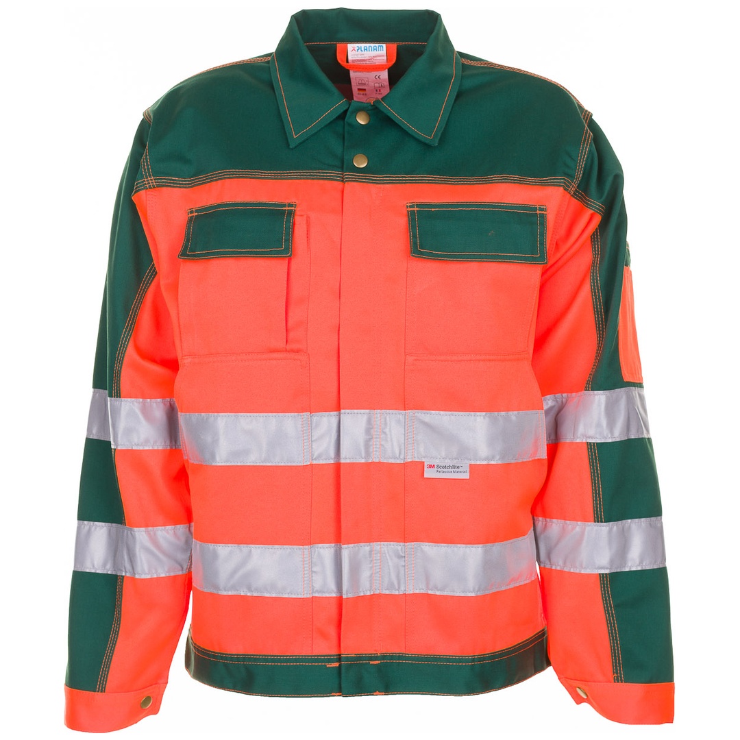 Planam Warnschutz Bundjacke zweifarbig Gr. 52 orange/grün