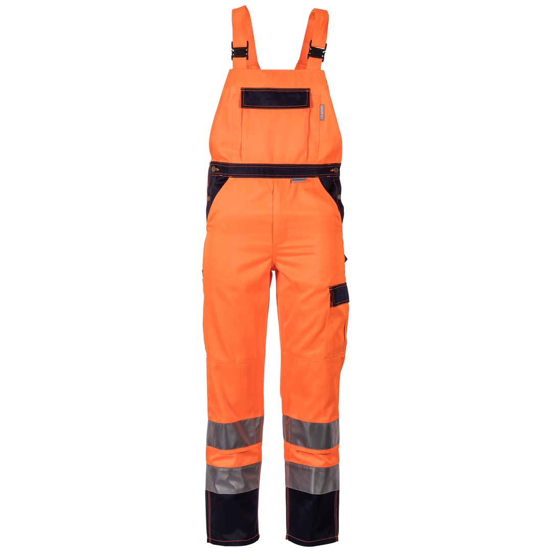 Planam Warnschutz Latzhose zweifarbig Gr. 26 orange/marine