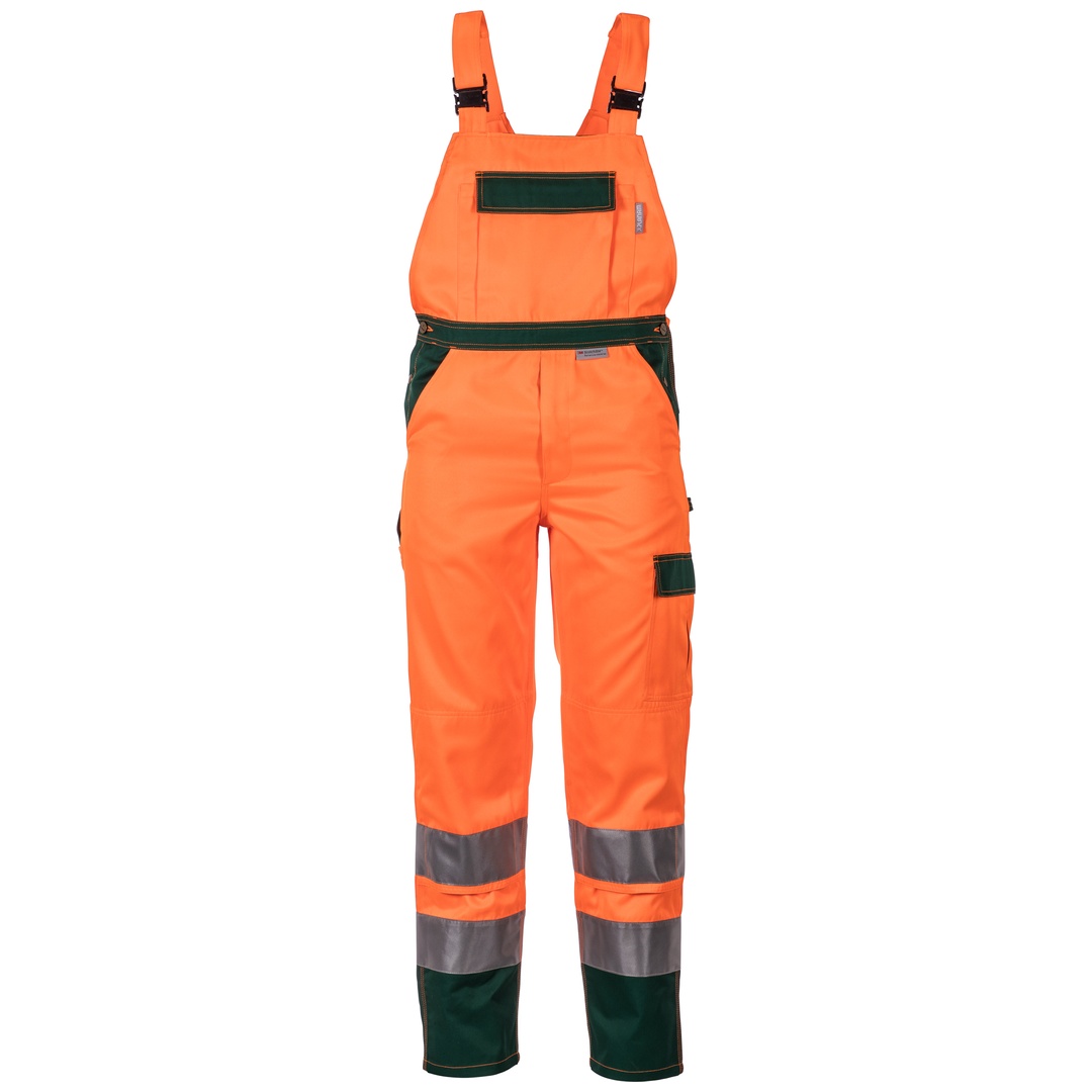 Planam Warnschutz Latzhose zweifarbig Gr. 24 orange/grün