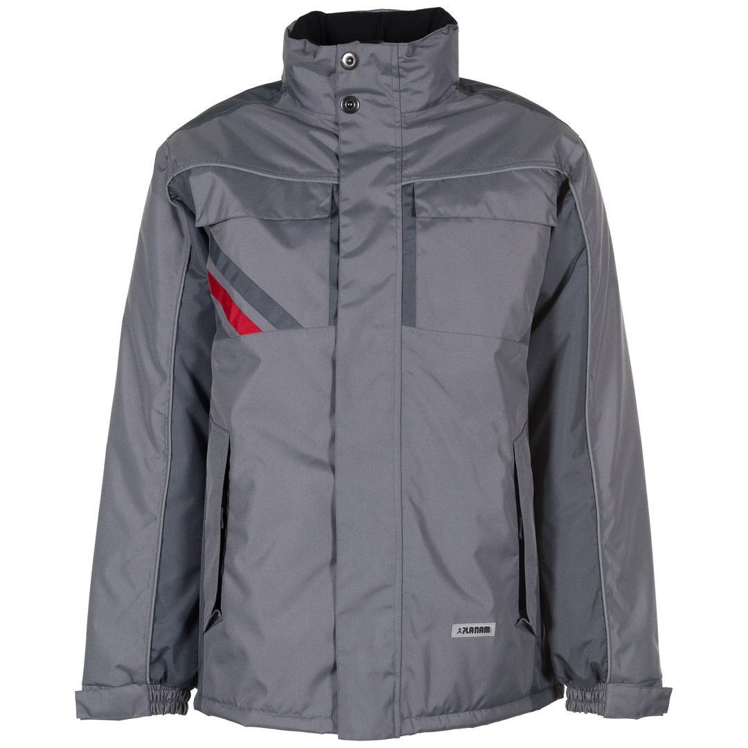 Planam Winterjacke Highline Gr. XS zink/schiefer/rot