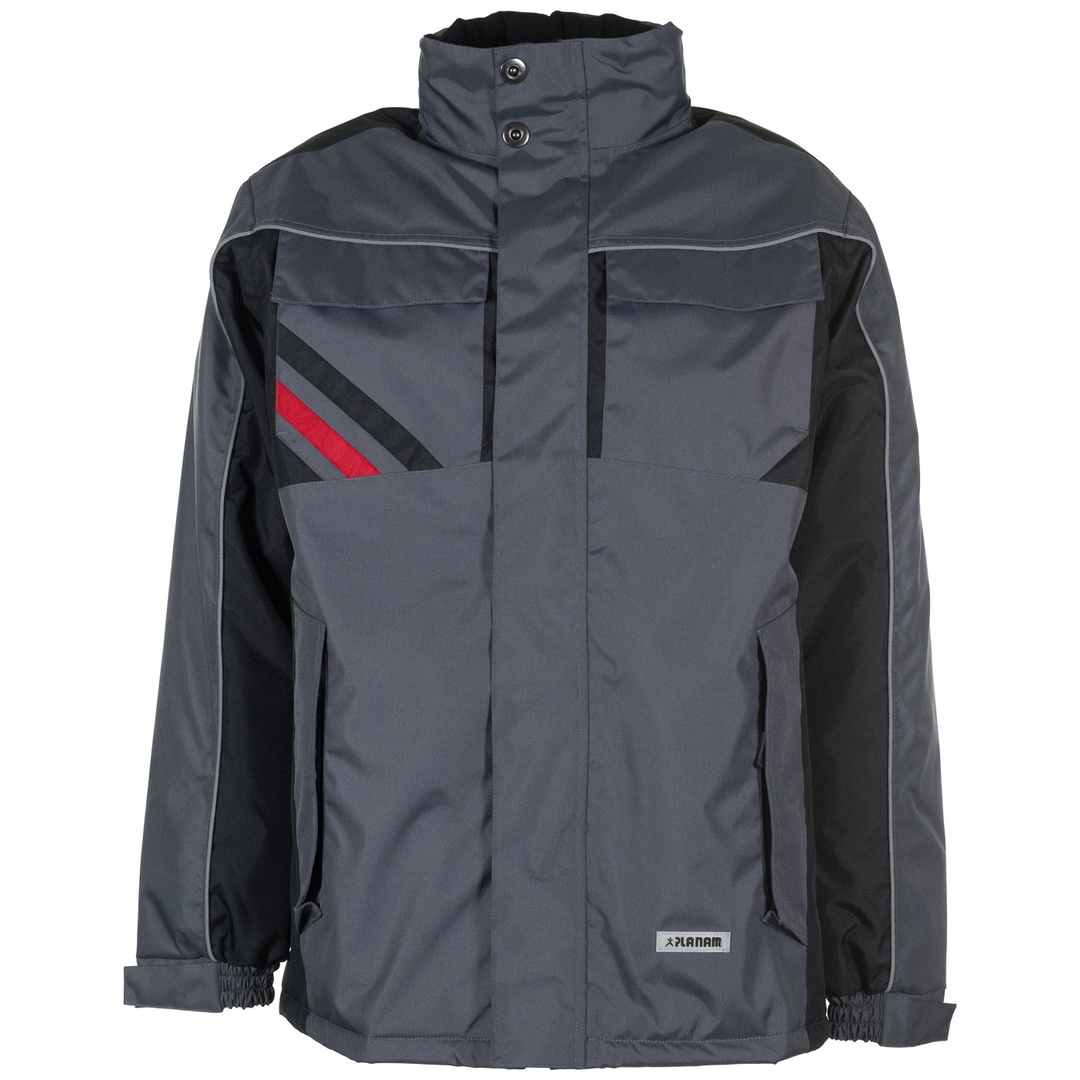 Planam Winterjacke Highline Gr. M schiefer/schwarz/rot