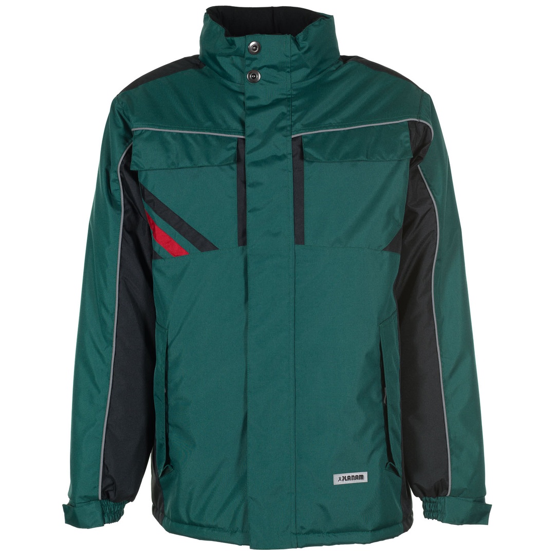 Planam Winterjacke Highline Gr. S grün/schwarz/rot