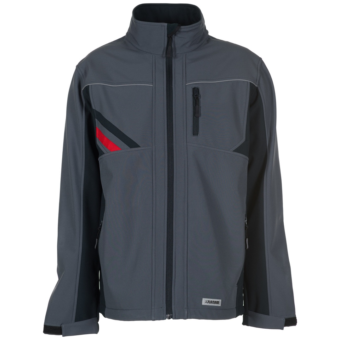 Planam Softshelljacke Highline Gr. 2XL schiefer/schwarz/rot