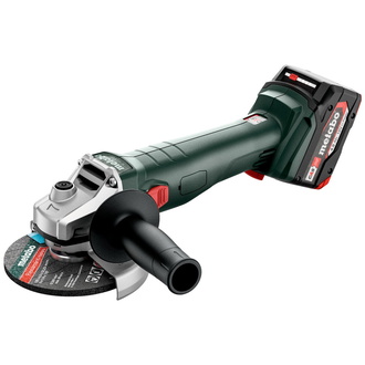 Metabo Akku-Winkelschleifer W 18 L 9-125, metaBOX 165 L, 18V 2x4Ah Li-Power + ASC 55