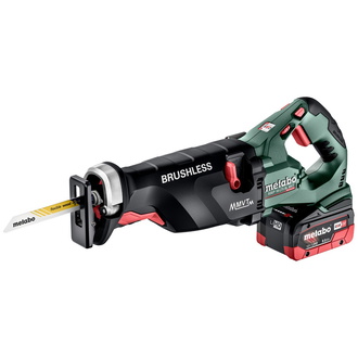 Metabo Akku-Säbelsäge SSEP 18 LTX BL MVT, incl. 2x Akku LiHD 8 Ah, Schnellladegerät, Zubehör, metaBOX