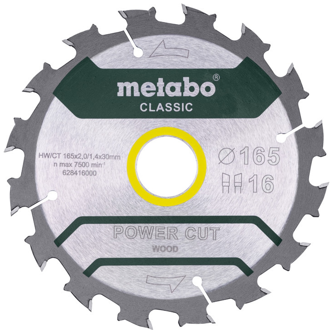 Metabo Sägeblatt power cut wood - classic, 165x30, Z16 WZ 5° /B