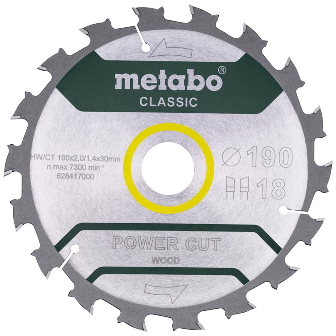 Metabo Sägeblatt power cut wood - classic, 190x30, Z18 WZ 5° /B