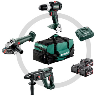 Metabo Akku Combo Set 3.1 18 V, SB 18 LT BL + W 18 L 9-125 Quick + KH 18 LTX 24, Werkzeugtasche