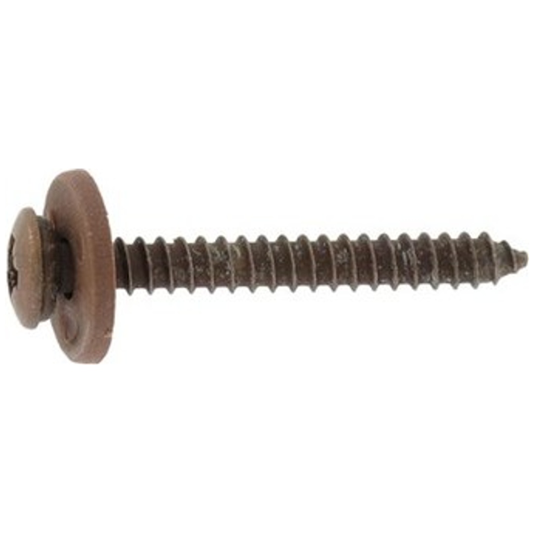Reidl Fensterbankschraube m. Polyamidscheibe braun, 3,9x22mm, Kreuzschlitz Pozidrive, A2 blank, Blechgewinde, Grobgewinde, Grobgewinde