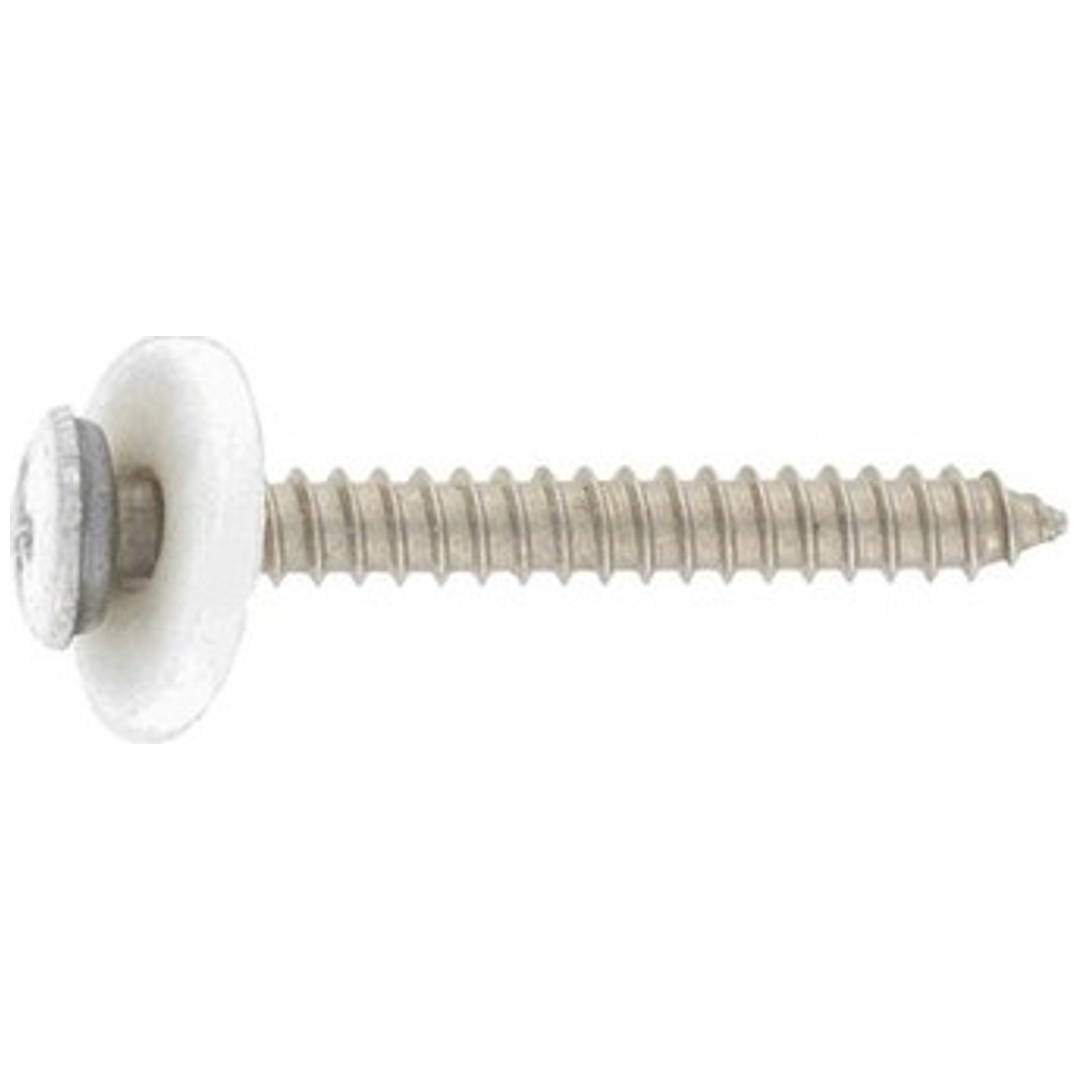 Reidl Fensterbankschraube m. Polyamidscheibe weiß, 3,9x16mm, TX, A2 blank, Blechgewinde, Feingewinde, GG mit Bohrspitze