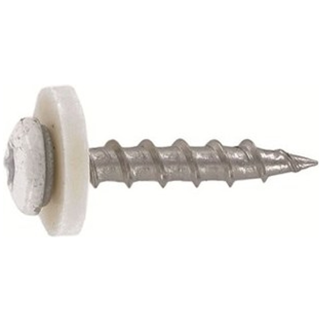 Reidl Fensterbankschraube m. Polyamidscheibe weiß, 3,9x16mm, TX, A2 blank, Holzgewinde, Grobgewinde, Grobgewinde