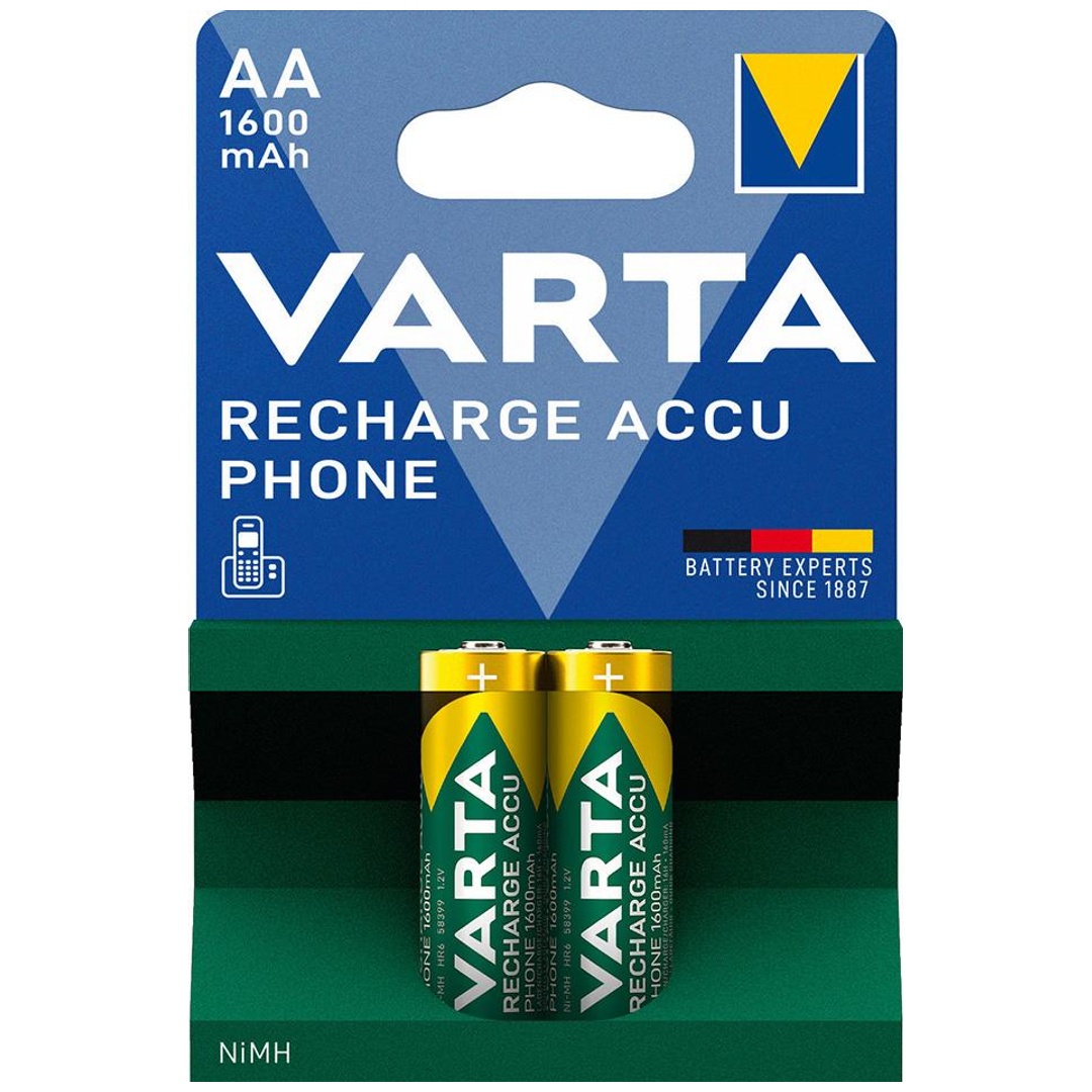 VARTA Batterie Recharge Accu Phone AA, 1600 mAh, 2er Blister