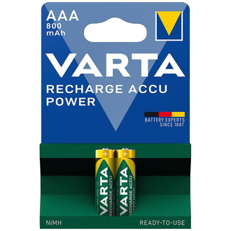 VARTA Batterie Recharge Accu Power AAA, 800 mAh, NiMh, 2er Blister