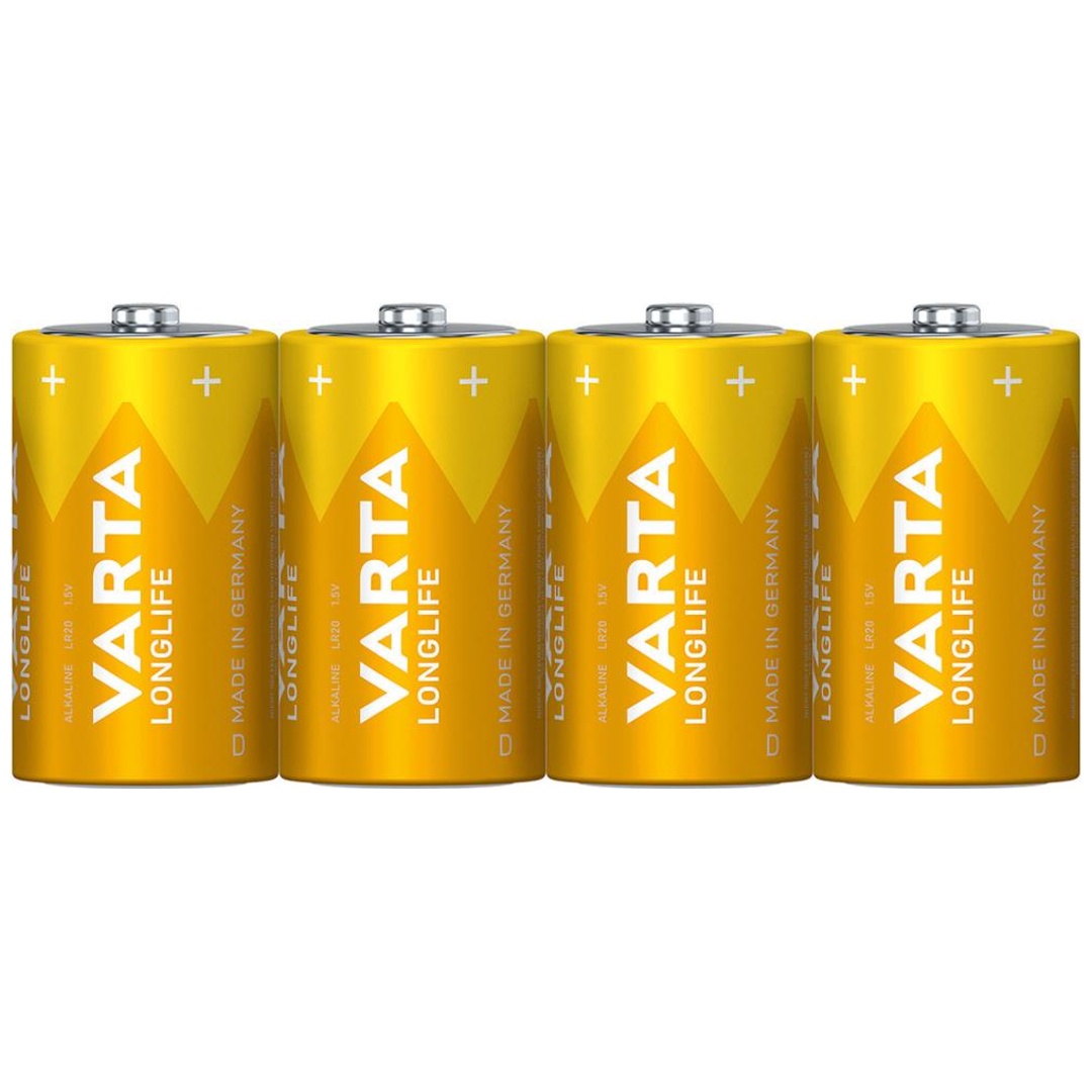 VARTA Batterie LONGLIFE Extra Mono/D/LR20 4er Folie, 1,5V