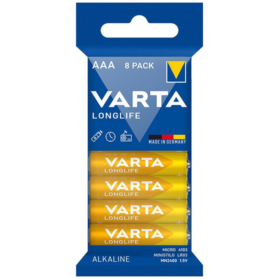 piles alkaline varta r3 (aaa) 8 pcs longlife