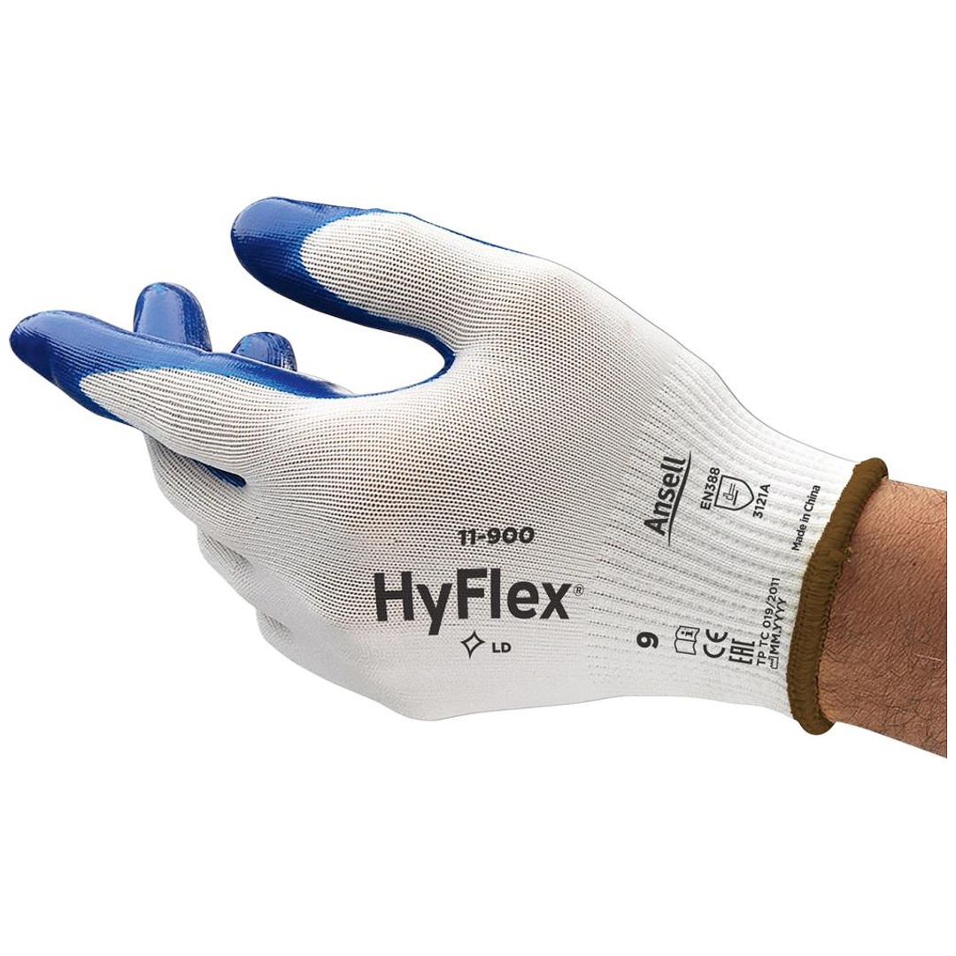 Ansell Montagehandschuh Hyflex 11-900, Gr. 8 weiß-blau
