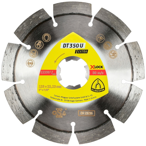Klingspor DT 350 U Diamanttrennscheiben X-LOCK, 115 x 2,4 x 22,23 mm 8 Segmente - 1