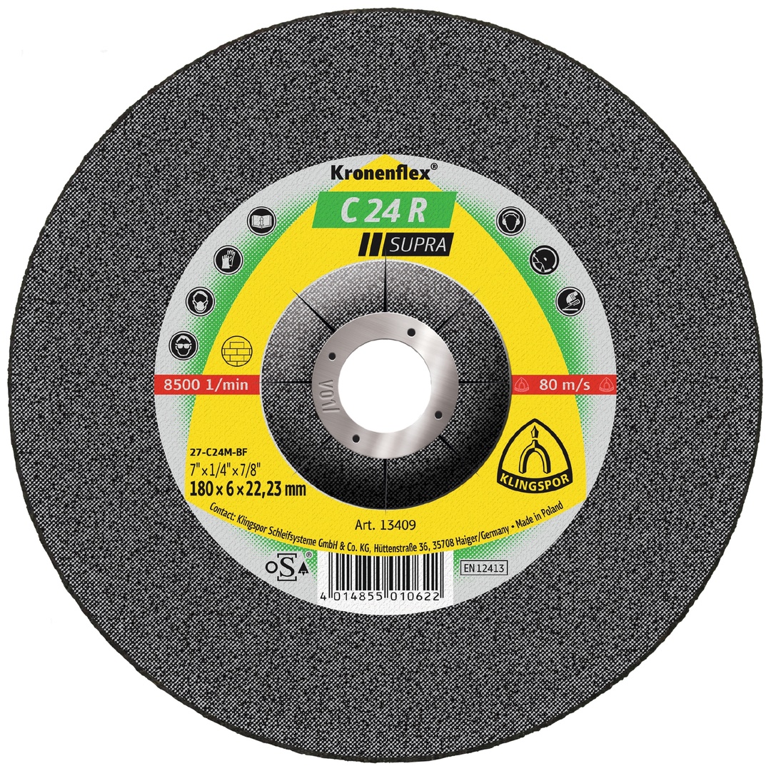 Klingspor C 24 R Schruppscheiben, 125 x 6 x 22,23 mm, gekröpft