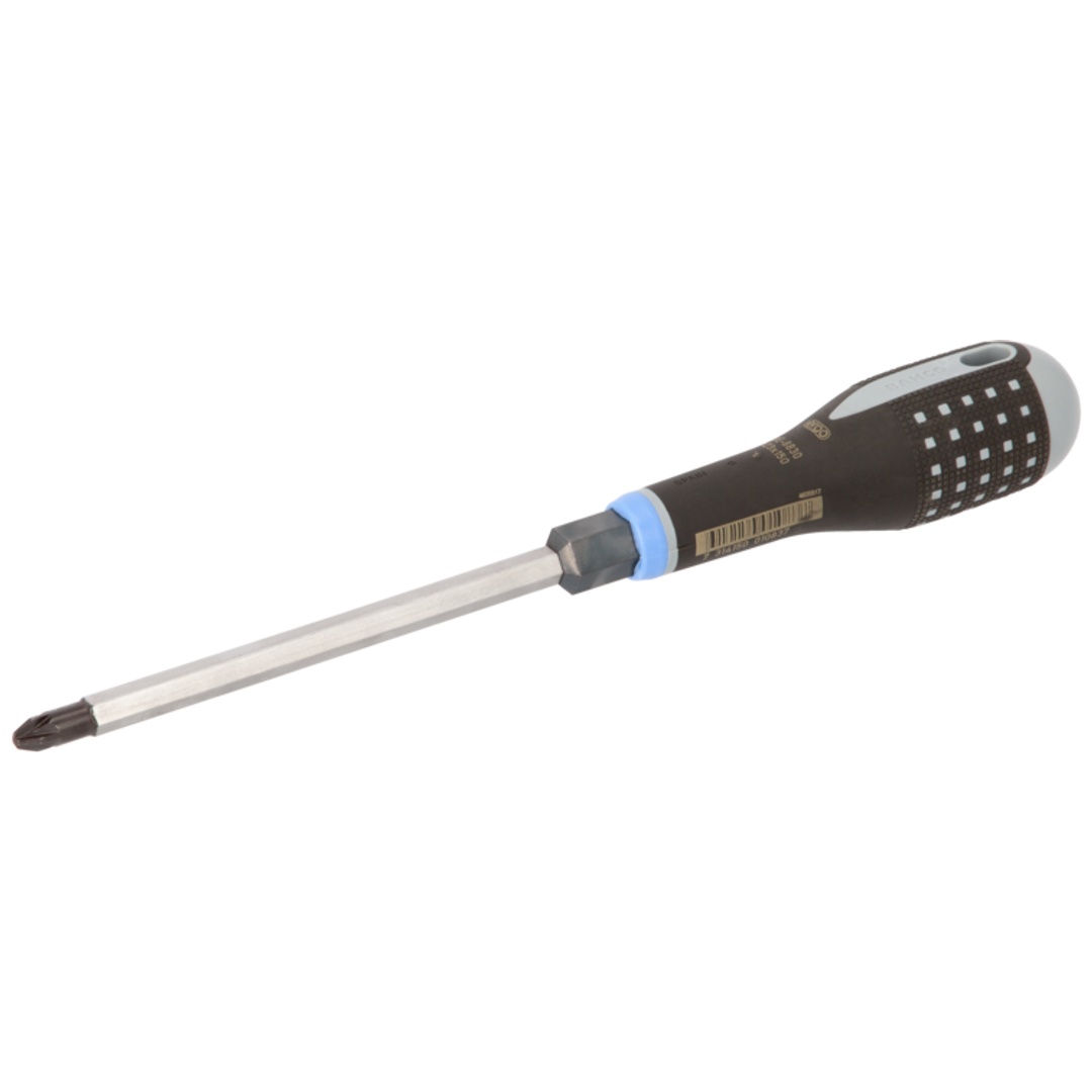Bahco ERGO Schraubendreher für Pozidriv-Schrauben mit Ansatz und Gummigriff, PZ2 x 125 mm