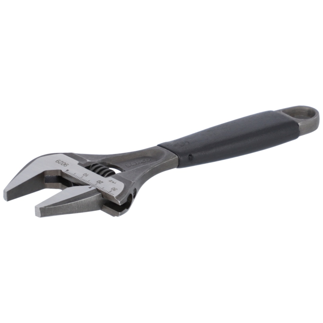 Bahco ERGO 38-mm-Rollgabelschlüssel mit extragroßer Öffnungsweite, Zentralmutter und Gummigriff, phosphatiert, 218 mm